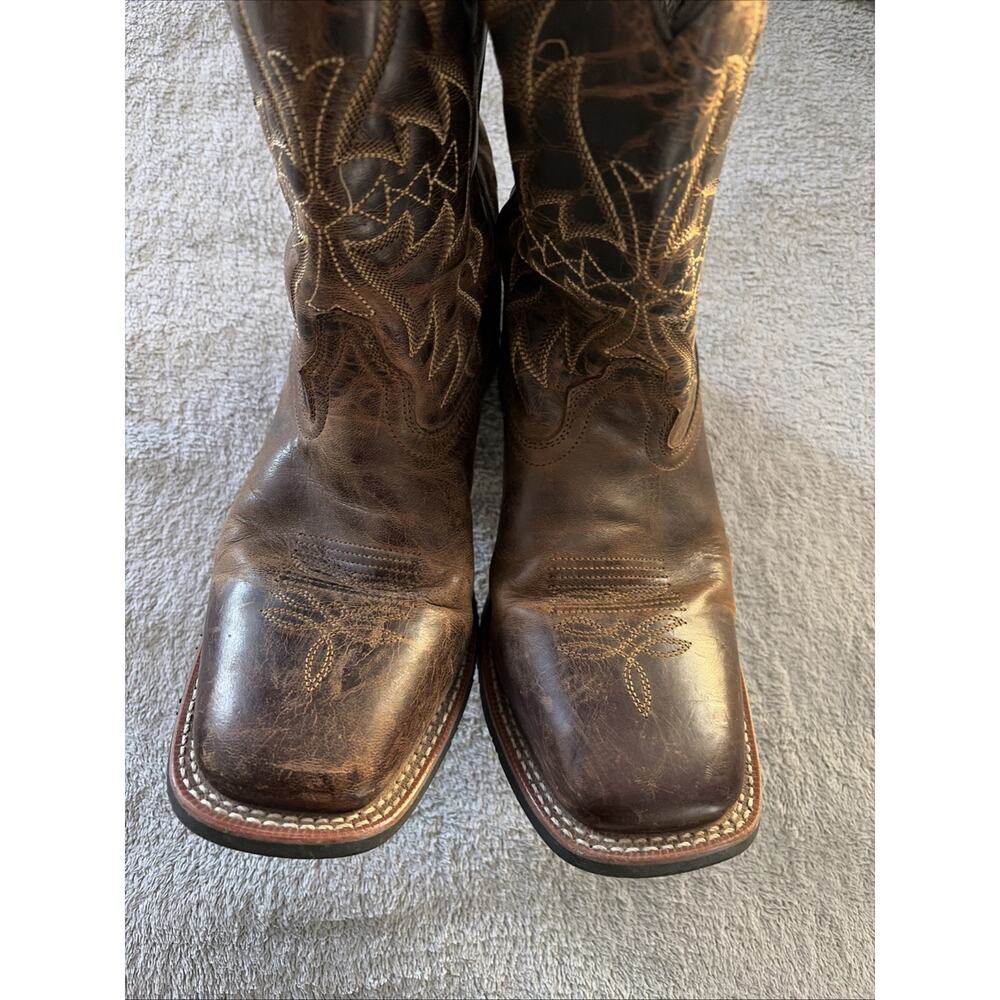 Laredo Women's Brown Leather Square Toe Cowboy Boots 10 Western Cowgirl Country - Picture 3 of 10